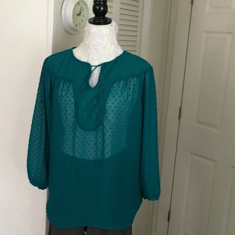Matilda Jane Green Swiss Dot Tunic Blouse Large